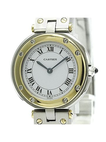 Cartier CARTIER Santos Round 18K Gold Steel Quartz Ladies Watch Polished (view 1)