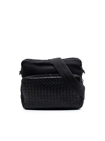 Bottega Veneta Nappa Intrecciato Trimmed Canvas Messenger Bag (view 1)