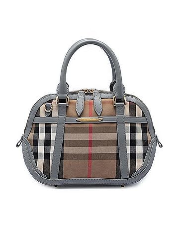 Burberry Small Leather Trimmed House Check Canvas Bridle Orchard Satchel (view 1)