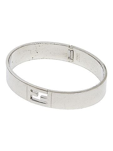 Fendi Fendi FF Logo Bangle, Size: M, Silver Metal, Men's FENDI (view 1)