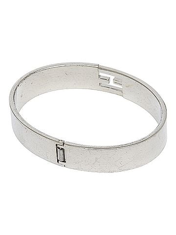 Fendi Fendi FF Logo Bangle, Size: M, Silver Metal, Men's FENDI (view 2)