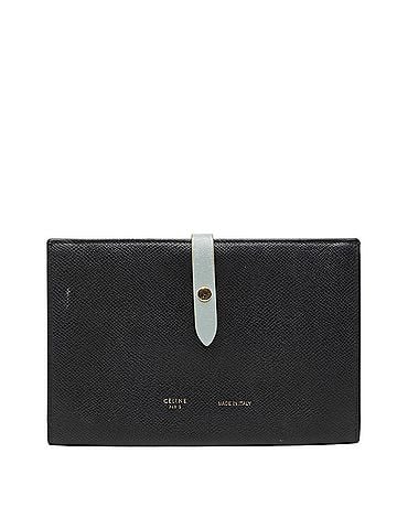 Céline Celine Large Strap Wallet, Bi-fold Long Black/Blue Leather, Women's CELINE (view 1)