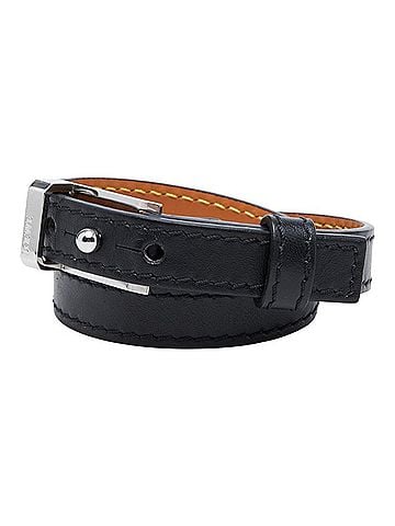 Loewe Loewe Double Strand Belt Bracelet, Black Leather, Women's (view 2)