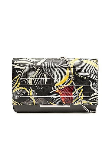 Fendi Fendi Botanical Print Wallet Chain Bag Shoulder 8M0346 Black Gray Multicolor Leather Women's FENDI (view 1)