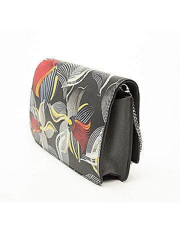 Fendi Fendi Botanical Print Wallet Chain Bag Shoulder 8M0346 Black Gray Multicolor Leather Women's FENDI (view 2)