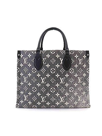 Louis Vuitton Louis Vuitton Onthego MM Monogram Jacquard Denim 2-way Tote Shoulder Handbag in Gray, White, and Black (M46448 RFID) (view 1)