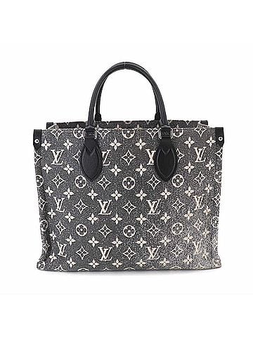 Louis Vuitton Louis Vuitton Onthego MM Monogram Jacquard Denim 2-way Tote Shoulder Handbag in Gray, White, and Black (M46448 RFID) (view 2)