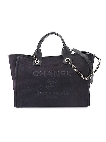 Chanel Chanel Deauville Small 2-way Tote Chain Shoulder Handbag Canvas Leather Navy AS3257 Bag (view 1)