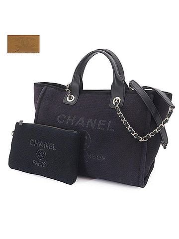 Chanel Chanel Deauville Small 2-way Tote Chain Shoulder Handbag Canvas Leather Navy AS3257 Bag (view 2)