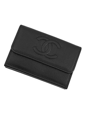 Chanel Chanel Tri-fold Wallet Matelassé Coco Mark Small Flap Caviar Skin AP4655 CHANEL Black WALLET (view 1)