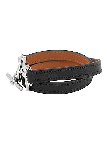 Hermès Hermes Croisière Double Tour Bracelet, Black Swift Leather, W Stamp, Size T2, Black. (view 2)