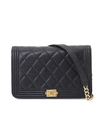 Chanel Chanel Boy Chain Wallet, Long Caviar Leather, Black, AP1117, Gold Hardware. (view 1)