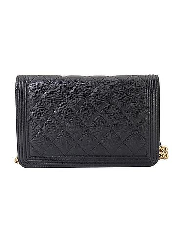Chanel Chanel Boy Chain Wallet, Long Caviar Leather, Black, AP1117, Gold Hardware. (view 2)