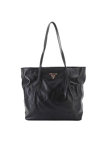 Prada Prada PRADA Tote Handbag Leather Black Gold Hardware Bag (view 1)