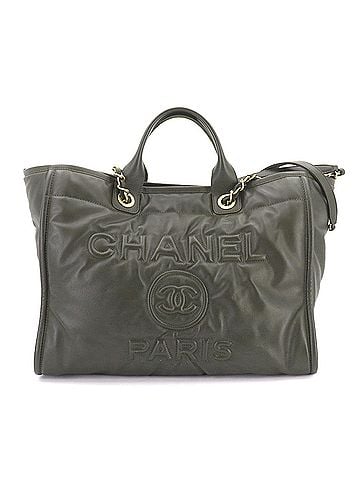 Chanel Chanel Deauville GM 2-way Tote Chain Shoulder Handbag Leather Khaki (view 1)