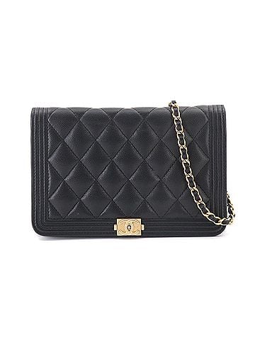 Chanel Chanel Boy Chain Wallet, Long Caviar Leather, Black with Gold Hardware (view 1)