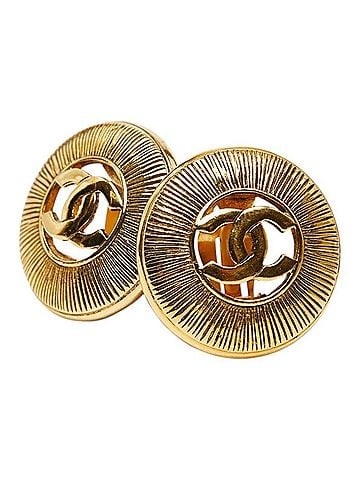 Chanel Chanel Coco Mark Round Earrings, Gold Plated, Women's CHANEL (view 1)