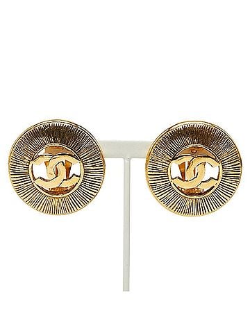 Chanel Chanel Coco Mark Round Earrings, Gold Plated, Women's CHANEL (view 2)