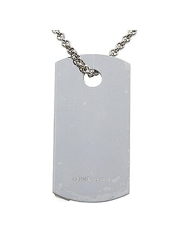 Hermès Hermes Dog Tag Necklace, Silver Metal, Women's (view 2)
