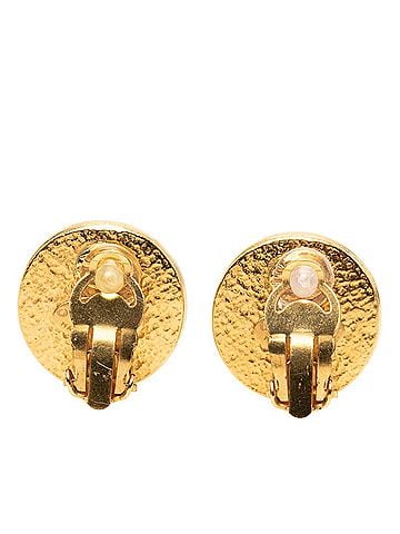 Chanel Chanel Coco Mark Vintage Round Earrings, 95P Stamp, Gold Plated, Faux Pearl, Women's CHANEL (view 2)