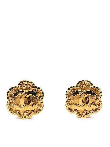 Chanel Chanel Coco Mark Flower Motif Vintage Earrings, 96A Stamp, Gold Plated, Women's CHANEL (view 1)