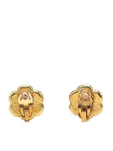 Chanel Chanel Coco Mark Flower Motif Vintage Earrings, 96A Stamp, Gold Plated, Women's CHANEL (view 2)