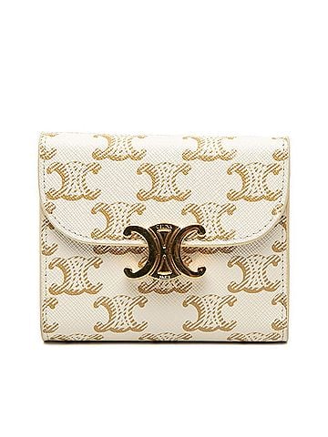 Céline Celine Triomphe Small Flap Wallet, Tri-fold Ivory Leather, Women's CELINE (view 1)