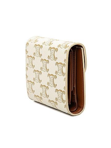 Céline Celine Triomphe Small Flap Wallet, Tri-fold Ivory Leather, Women's CELINE (view 2)