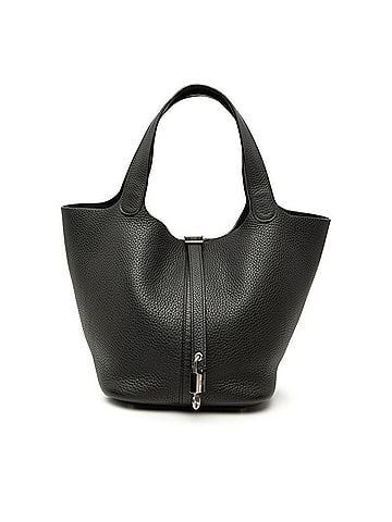 Hermès Hermes Picotin Lock MM Handbag, A stamp, Black, Silver hardware, Taurillon Clemence leather, Women's. (view 1)