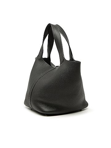Hermès Hermes Picotin Lock MM Handbag, A stamp, Black, Silver hardware, Taurillon Clemence leather, Women's. (view 2)
