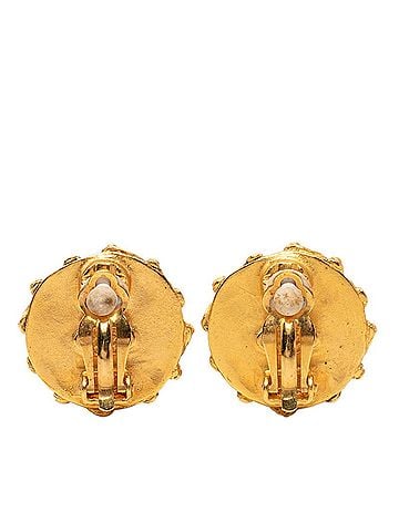 Chanel Chanel Coco Mark Vintage Round Earrings, 94P Stamp, Gold Plated, Faux Pearl, Women's CHANEL (view 2)