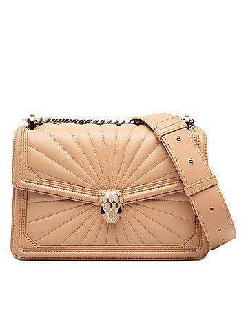 Bvlgari Bulgari Serpenti Diamond Blast Crossbody Shoulder Bag, Beige Leather, Onyx, Women's BVLGARI (view 1)
