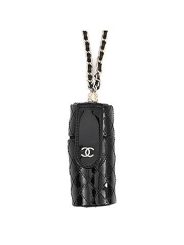 Chanel Chanel lip case, Matelassé, with chain strap, patent leather, AP1572, black. (view 1)