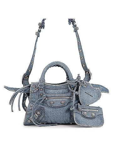 Balenciaga Balenciaga Neo Cagole XS Denim Rhinestone Handbag 700940 BALENCIAGA 2-way (view 1)