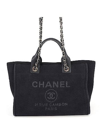 Chanel Chanel Deauville Coco Mark Small Canvas Tote Bag AS3257 CHANEL 2-way Black Handbag for Women (view 1)