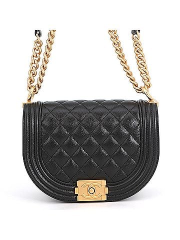 Chanel Chanel Chain Shoulder Bag, Matelassé, Coco Mark, Boy Small, Caviar Skin, AS3350, 2-way, Black, Handbag, Women's, CHANEL (view 1)
