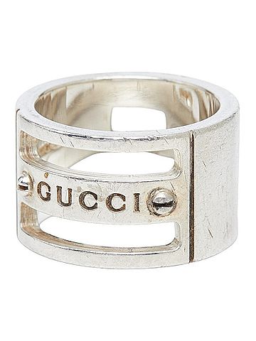 Gucci Gucci Logo Screw Ring, Size #6, SV925 Silver, Women's, GUCCI (view 2)
