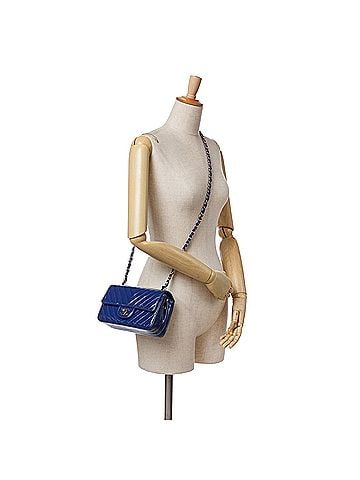 Chanel Mini Rectangular Classic Chevron Patent Single Flap (view 2)