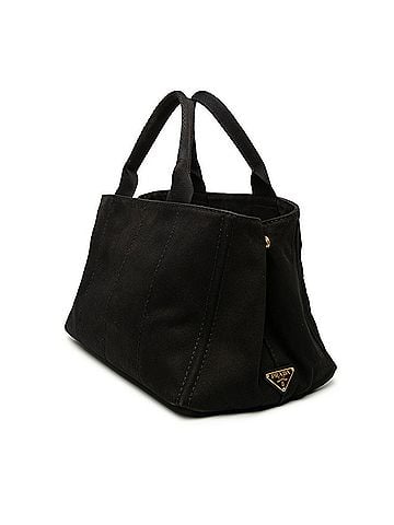Prada Prada Triangle Logo Plate Canapa M Handbag Shoulder Bag 2WAY BN2642 Black Canvas Women's PRADA (view 2)