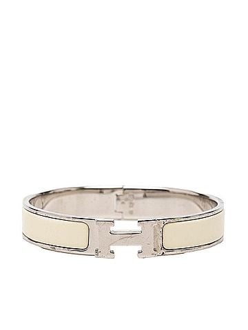 Hermès Hermes Click H PM Bracelet, Silver, Off-White Metal Enamel, Women's. (view 1)