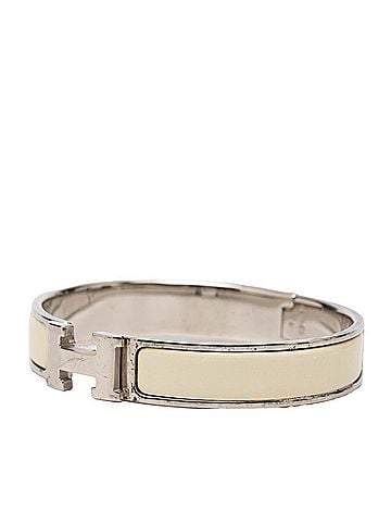 Hermès Hermes Click H PM Bracelet, Silver, Off-White Metal Enamel, Women's. (view 2)