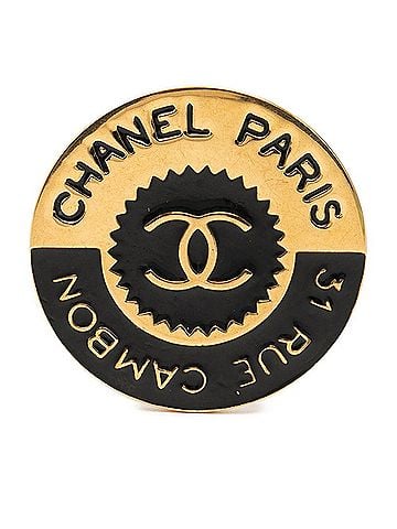 Chanel Chanel Coco Mark 31 RUE CAMBON PARIS Brooch Gold Black Plated Women's CHANEL (view 1)