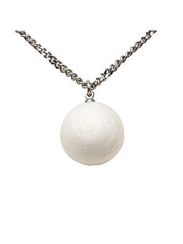 Chanel Chanel Coco Mark Ball Necklace, White, Clear, Silver, Resin/Metal, Women's, CHANEL (view 2)