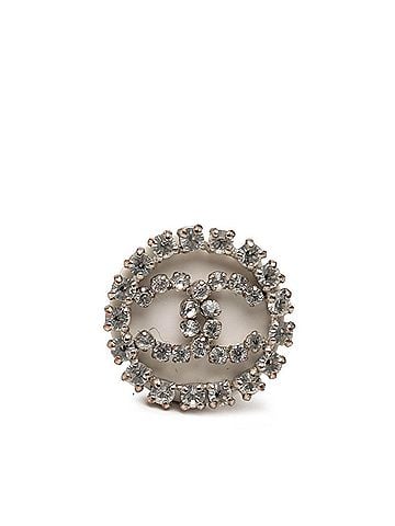Chanel Chanel Coco Mark Ring, Silver Metal Rhinestone, 00A, Women's CHANEL (view 1)