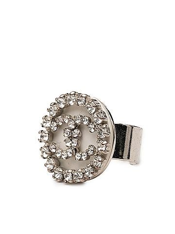 Chanel Chanel Coco Mark Ring, Silver Metal Rhinestone, 00A, Women's CHANEL (view 2)
