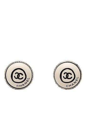 Chanel Chanel Coco Mark Logo 00T Earrings, Silver and White Metal, Women's CHANEL (view 1)