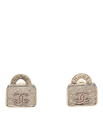 Chanel Chanel Coco Mark Logo Handbag Motif Earrings B24S Gold Pink Plated Rhinestone Women's CHANEL (view 1)