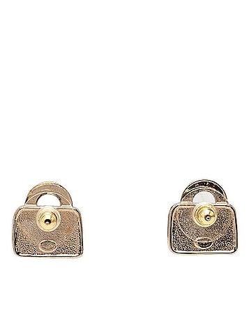 Chanel Chanel Coco Mark Logo Handbag Motif Earrings B24S Gold Pink Plated Rhinestone Women's CHANEL (view 2)