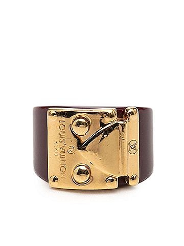 Louis Vuitton Louis Vuitton Bague Lockme Ring, Size M, Wine Red with Gold Plated Plastic, Women's. (view 1)
