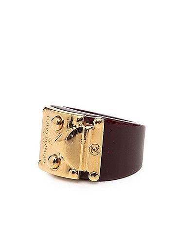 Louis Vuitton Louis Vuitton Bague Lockme Ring, Size M, Wine Red with Gold Plated Plastic, Women's. (view 2)